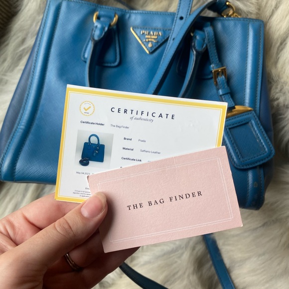 🩵Prada🩵 mini bicolor Galleria saffiano leather blue two tone gold crossbody bag - Picture 6 of 8